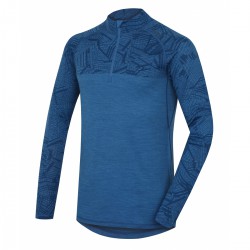 Husky Merino 100 Long Sleeve Zip M modrá 2021 pánské triko dlouhý rukáv Merino vlna