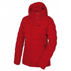 Husky Donnie L červená dámská zimní péřová bunda s odepínací kapucou