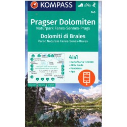 Kompass 145 Pragser Dolomiten, Naturpark Fanes-Sennes-Prags  1:25 000
