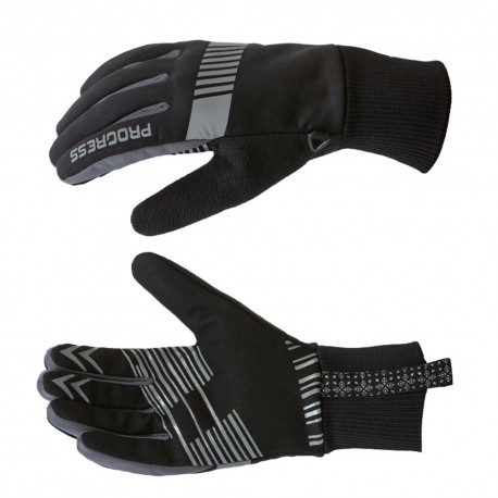 Progress Snowsport Gloves černá/šedá unisex zimní větruodolné prodyšné běžkařské rukavice 