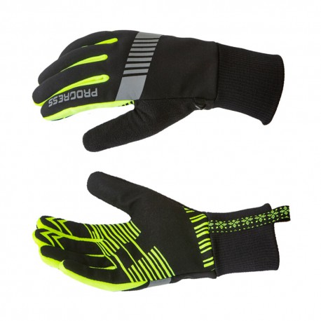 Progress Snowsport Gloves černá/refl. žlutá unisex zimní větruodolné běžkařské rukavice 