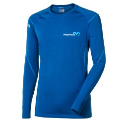 Progress MW NDR modrý melír pánské triko dlouhý rukáv 100% Merino vlna 1