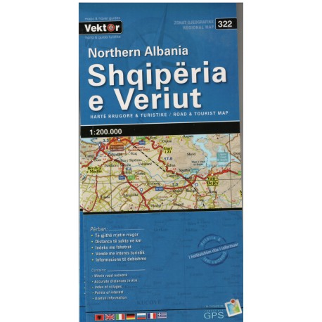 Vektor 322 Severní Albánie 1:200 000 automapa a turistická mapa
