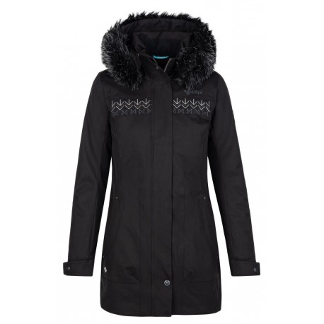 Kilpi Peru-W černá SL0125KIBLK dámský voděodolný zimní kabát (delší bunda) s kožešinou