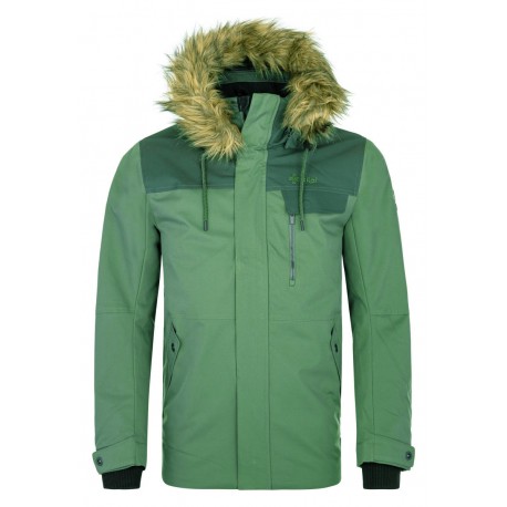 Kilpi Alpha-M khaki QM0502KIKHK pánská zimní bunda (kabát) s kožešinou 