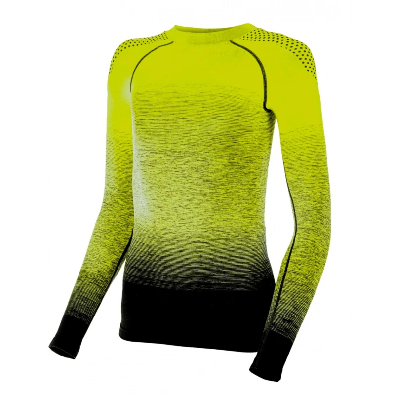 R2 ATF309A Musa Kids neon yellow black detske funkcni termo triko dlouhy rukav