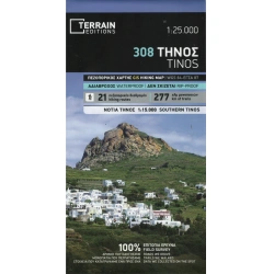 TERRAIN 308 Tinos 25 000 turisticka mapa reckeho ostrova ze souostrovi Kyklady