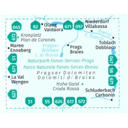 Kompas 145 Pragser Dolomiten, Naturpark Fanes-Sennes-Prags  25 000 Oblast
