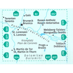 Kompas 045 Bruneck Kronplatz, Brunico Plan de Corones 25 000 Oblast