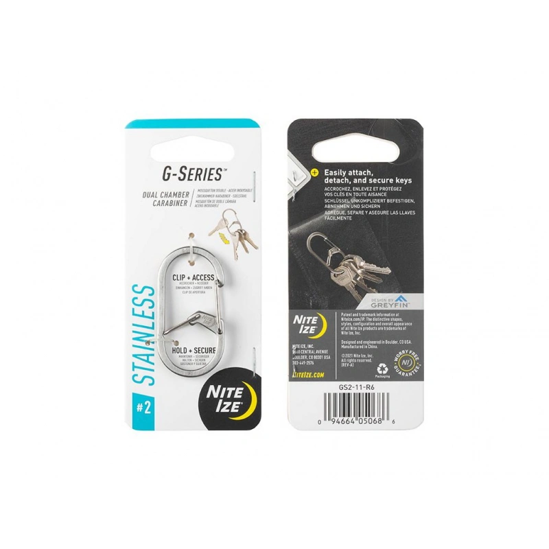 Nite Ize G-series #2 nerezova dvoukomorova karabina GS2-11-R6