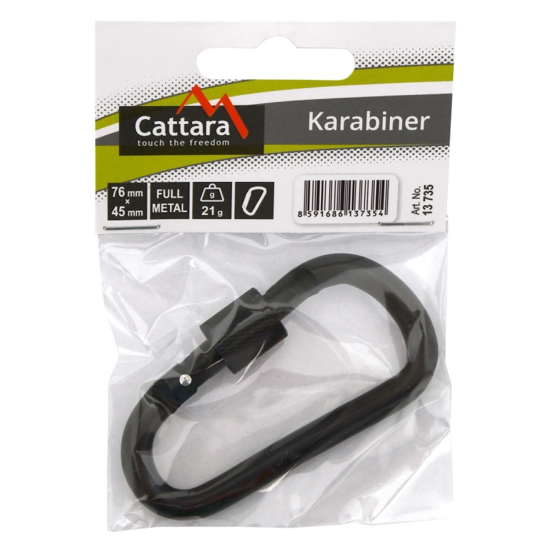 Cattara Karabina BLACK STRONG 13735 outdoorova karabina se sroubovaci pojistkou1