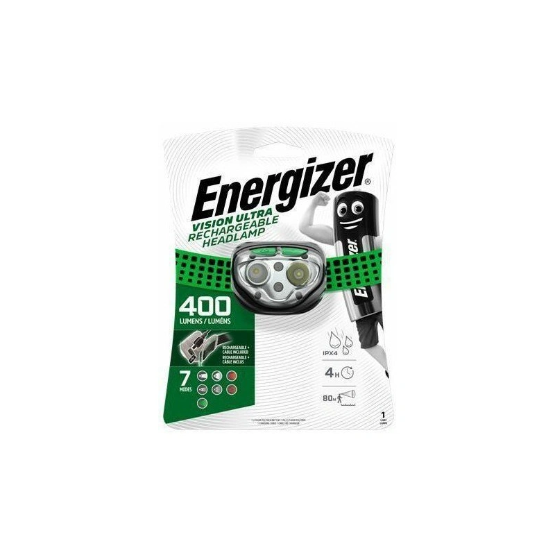 Energizer Vision Ultra Rechargeable Headlamp 400 lm dobijeci celovka USB, funkce stmivani