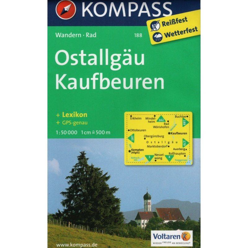 Kompas 188 Ostallgau, Kaufbeuren 50 000 turisticka mapa