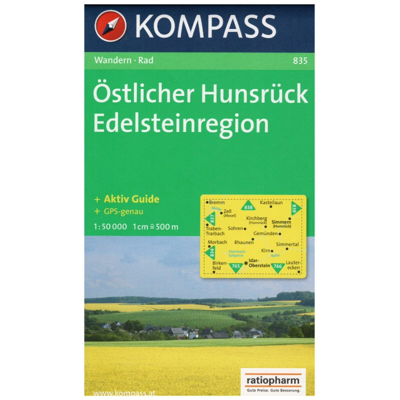 Kompas 835 ostlicher Hunsruck, Edelsteinregion 50 000 turisticka mapa