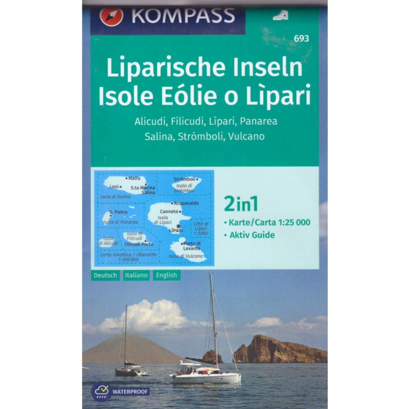 Kompas 693 Isole Eólie o Lipari Liparske ostrovy 25 000 turisticka mapa
