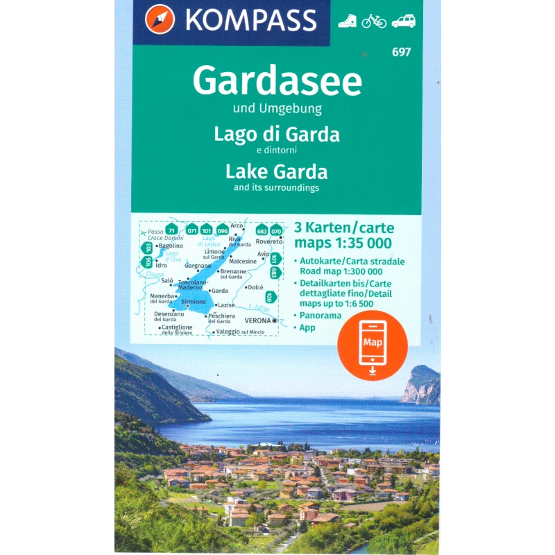 Kompas 697 Gardasee Lago di Garda und Umgebung 35 000