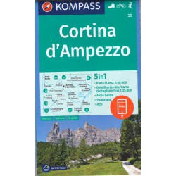 Kompass 55 Cortina d'Ampezzo 1:50 000 turistická mapa