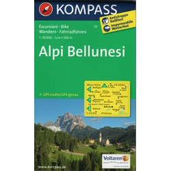 Kompass 77 Alpi Bellunesi 1:50 000