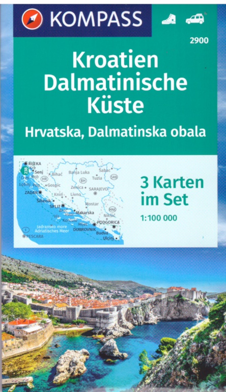 Kompas 2900 Kroatien Dalmatinische Kuste Dalmatske pobrezi 100 000 turisticka mapa