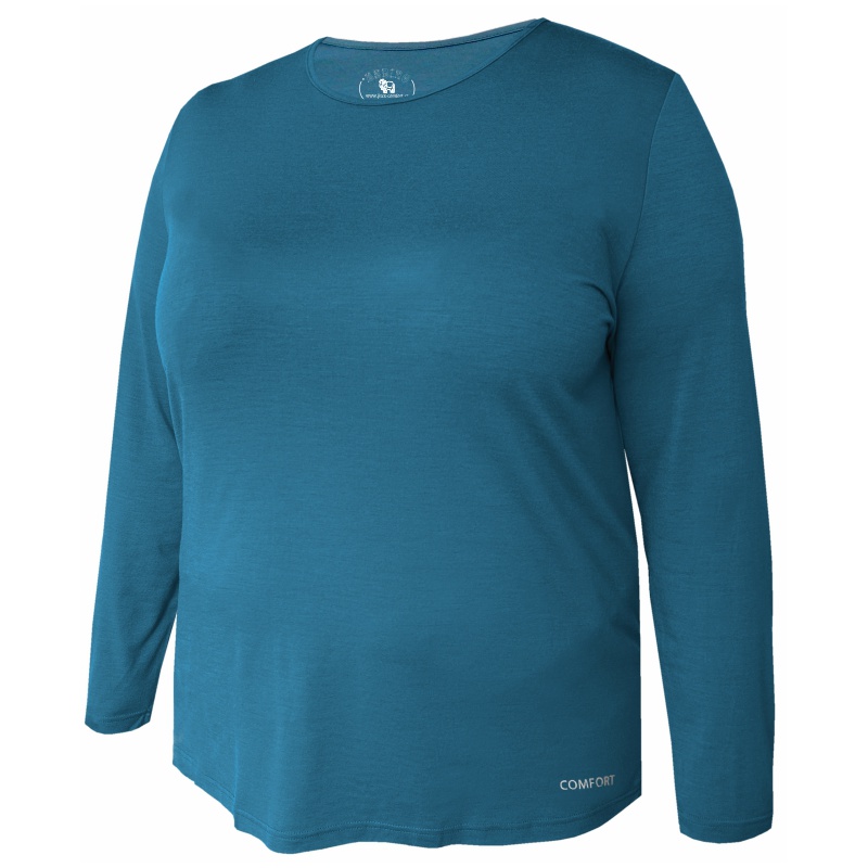 Jitex Krola 881 modroseda damske triko dlouhy rukav Merino vlna nadmerna velikost