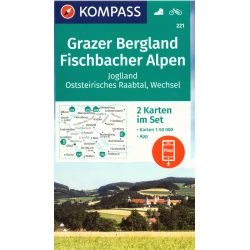 Kompas 221 Grazer Bergland, Fischbacher Alpen 50 000 turisticka mapa