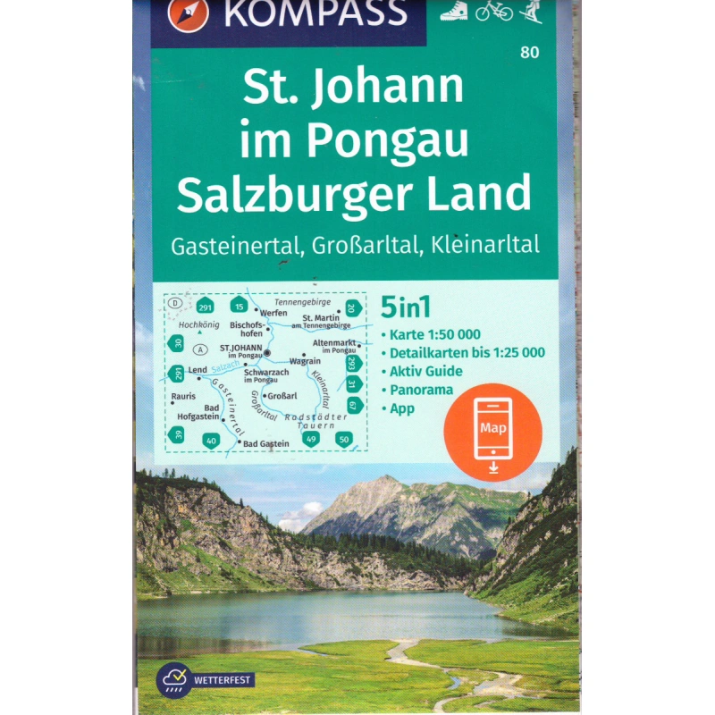 Kompas 80 St. Johann Salzburger Land, Gasteiner Tal, Grosarltal, Kleinarltal 50 000