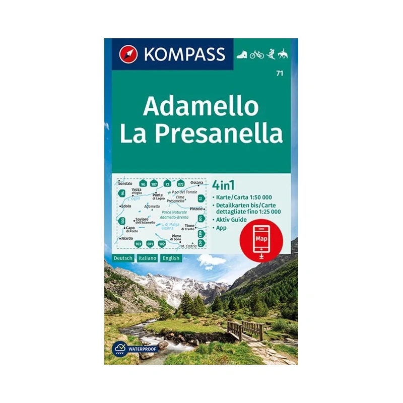 Kompas 71 Adamello, La Presanella 50 000