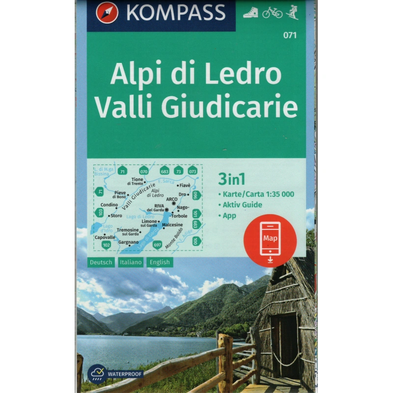 Kompas 071 Alpi di Ledro, Valli Giudicarie 50 000