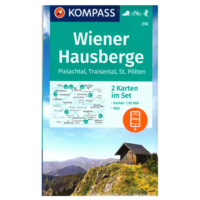 Kompas 210 Wiener Hausberge, Pielachtal, Traisental, St. Polten 50 000