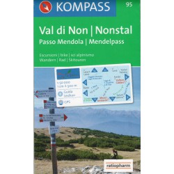 Kompass 95 Valle di Non/Nonstal, Brenta - Passo di Mendola/Mendelpass 1:50 000