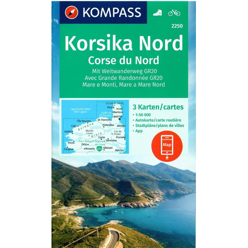 Kompas 2250 Korsika sever 50 000 turisticka mapa