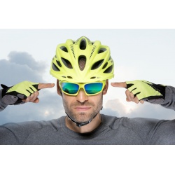 R2 ATR19D Vouk svitive zluta cyklisticke rukavice s kratkymi prsty a gelovymi vyztuhami 3