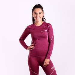 Progres MW NDRZ vinovy melir damske triko dlouhy rukav 100 Merino vlna3