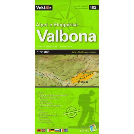 Vektor 453 Albánské Alpy Valbona 1:30 000 turistická mapa