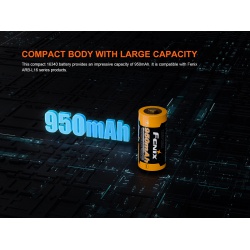 Fenix Nahradni akumulator 16340 950mAh RCR123A USB-C Li-ion ARB-L16-950P 2