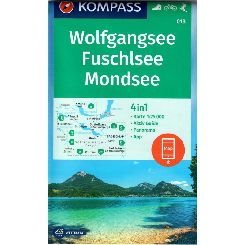 Kompas 018 Wolfgangsee, Fuschlsee, Mondsee 25 000