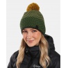 Kilpi Salome-W tmave zelena WL0611 unisex zimni pletena cepice s bambuli a fleecem