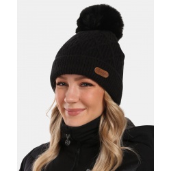 Kilpi Rena W cerna damska pletena zimni cepice s fleecovou podsivkou a bambuli