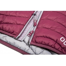 Ocun Tsunami ECO Jacket W rose maroon silver damska lehka perova bunda s kapuci DWR 3