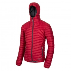 Ocun Tsunami ECO Jacket M red scarlet iron panska lehka perova bunda s kapuci DWR
