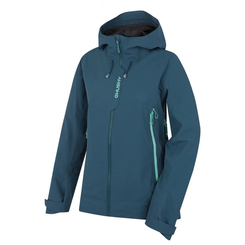 Husky Nakama L tyrkysova damska nepromokava trivrstva outdoorova bunda