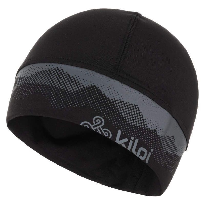 Kilpi Tail-U cerna unisex sportovni funkcni zimni bezecka cepice uvnitr s jemnym fleecem