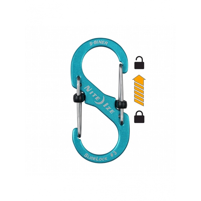 Nite Ize S-Biner SlideLock 3 modra hlinikova oboustranna karabina s posuvnou pojistkou 