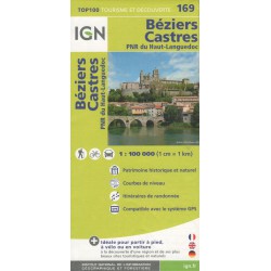 IGN 169 Béziers, Castres, PNR Haut-Languedoc 1:100 000 turistická mapa