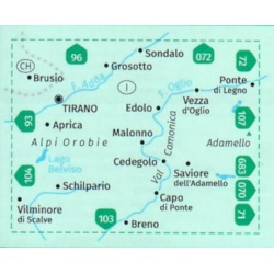 Kompas 94 edolo, Aprica 50 000 turisticka mapa detail