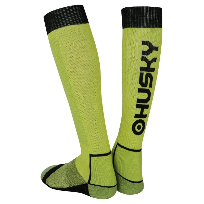 Husky Snow Wool zelena/cerna lyzarske podkolenky Merino vlna