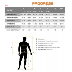 Progres Tabulka velikosti zeny