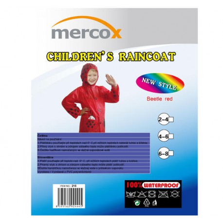 Mercox Kids Beetle Red dětská zapínací pláštěnka