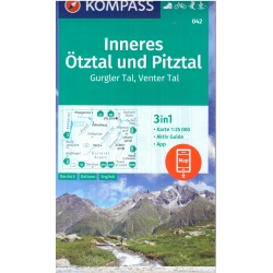 Kompas 042 Inneres otztal, Pitztal, Gurgler Tal, Venter Tal 25 000 turisticka mapa
