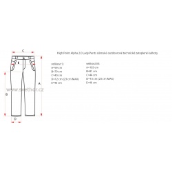 _High Point Alpha 2.0 Lady Pants Black damske outdoor technicke zateplene kalhoty zmereno